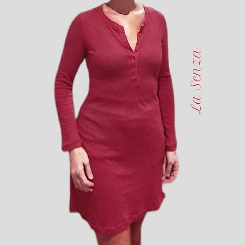 La Senza PJ Soft Cotton Knit Long Sleeved Jersey Knit Night Gown- Size Small